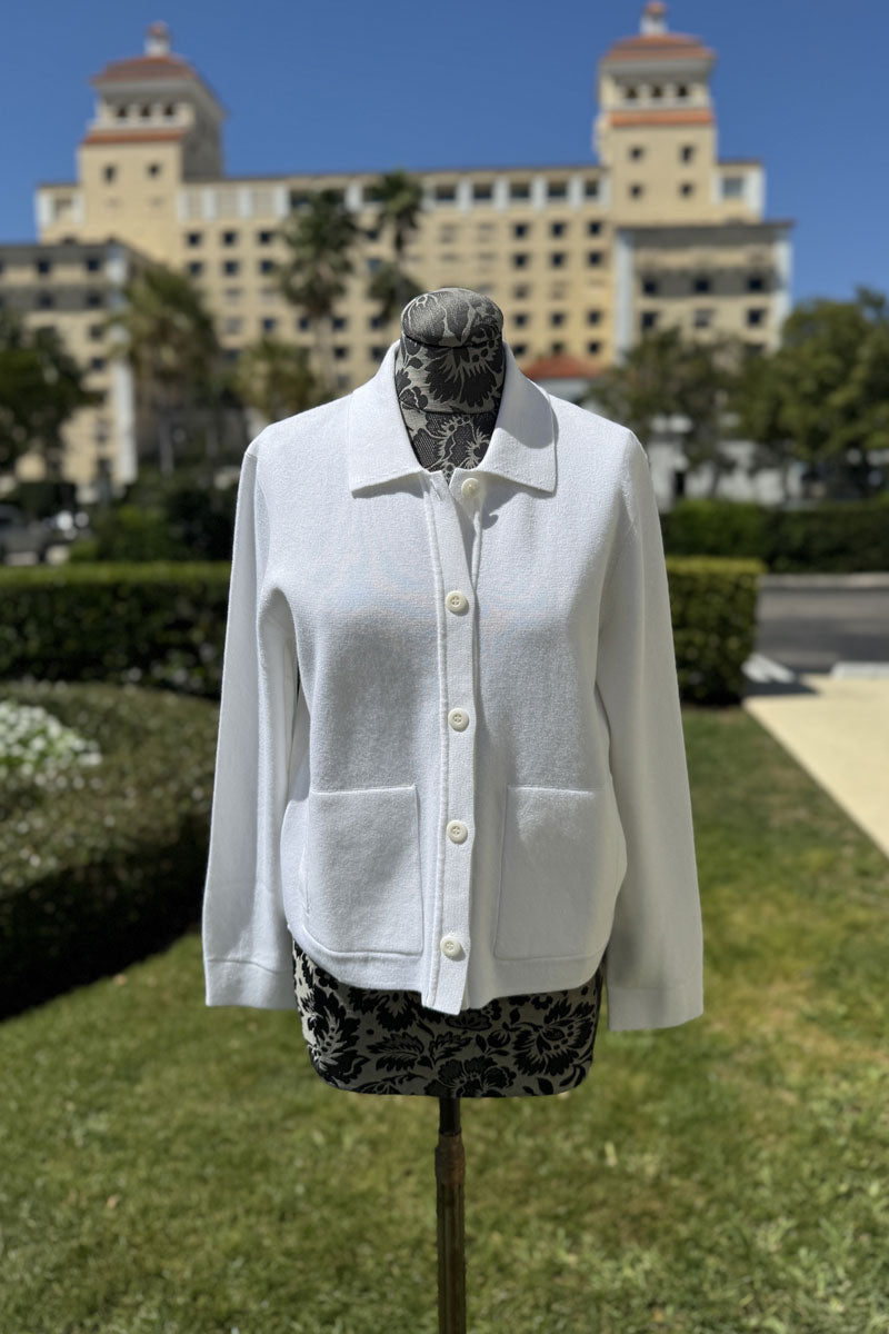 Kinross Short Travel Shacket in White - Mildred Hoit