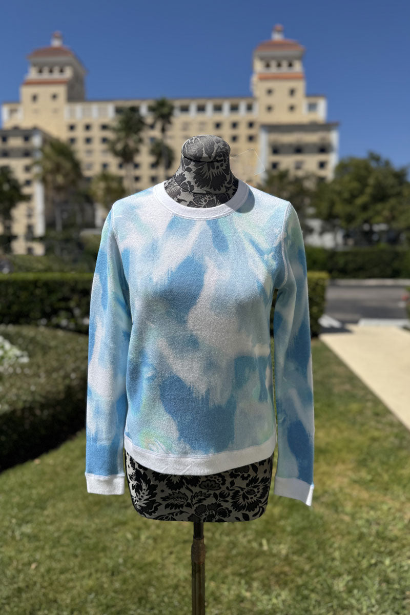 Kinross Waterway Print Crew Sweater in Multi - Mildred Hoit