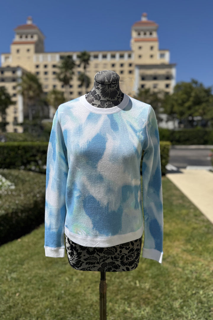Kinross Waterway Print Crew Sweater in Multi - Mildred Hoit