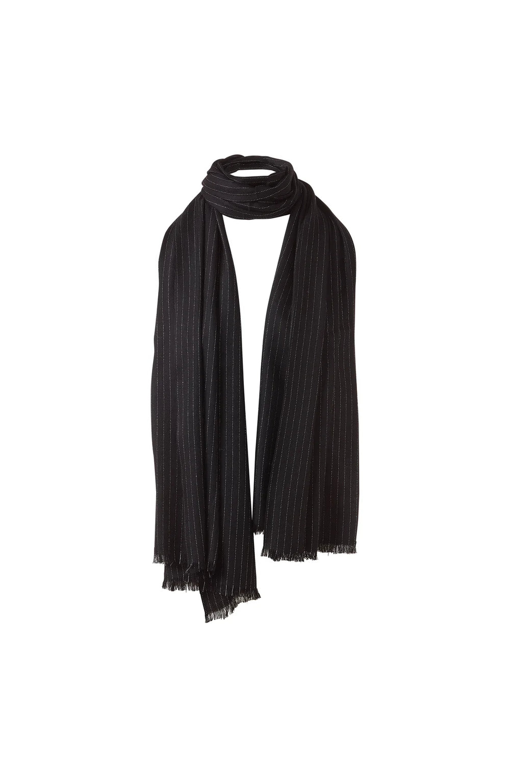 Kinross Lurex Herringbone Shawl in Black - Mildred Hoit