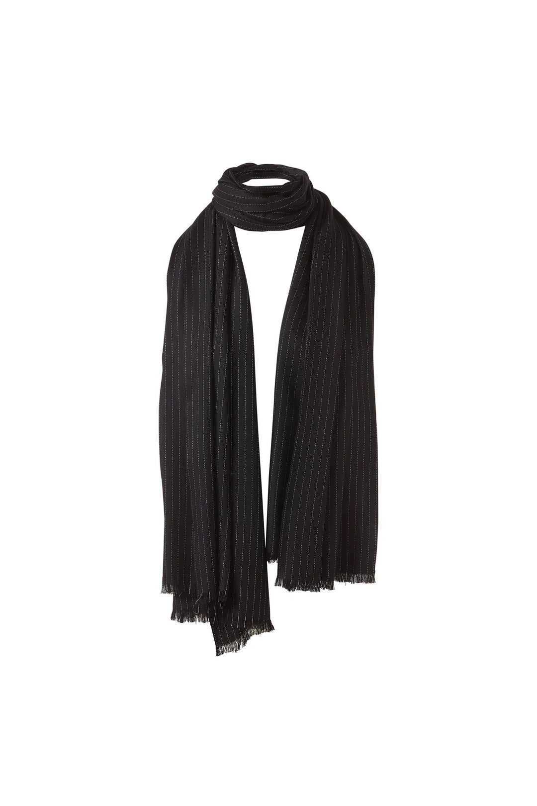 Kinross Lurex Herringbone Shawl in Black - Mildred Hoit