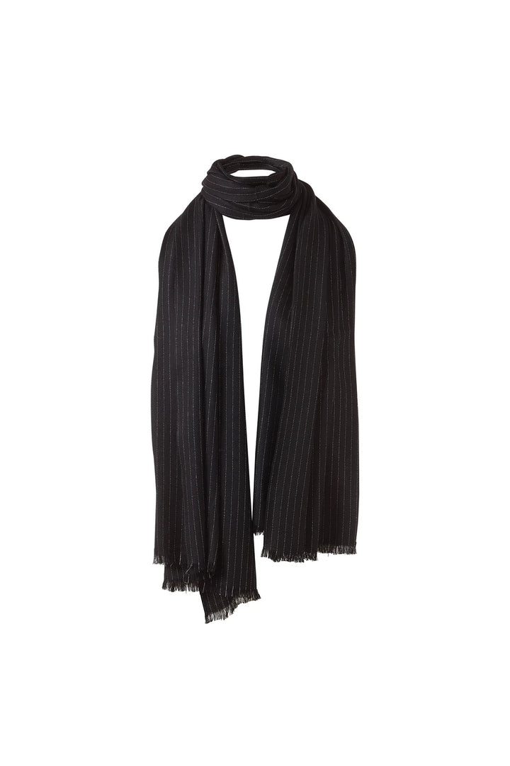 Kinross Lurex Herringbone Shawl in Black - Mildred Hoit