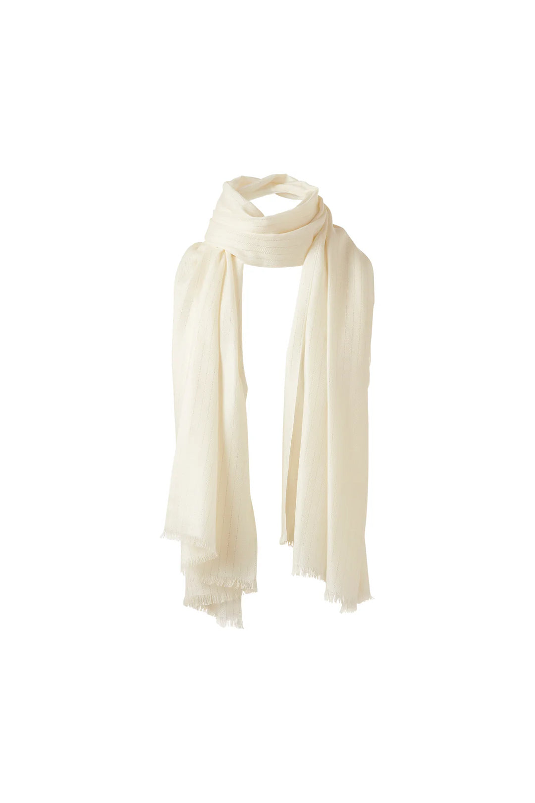 Kinross Lurex Herringbone Shawl in Ivory