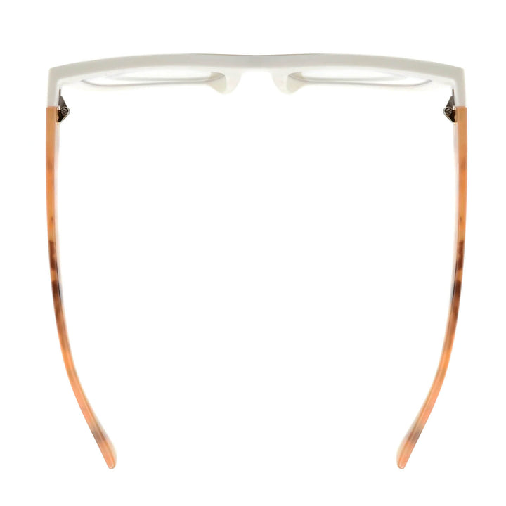Lala Blue Light Readers in Matte White with Light Tortoise Temples - Mildred Hoit