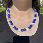 18K Gold, Lapis, and Crystal Necklace available at Mildred Hoit in Palm Beach.