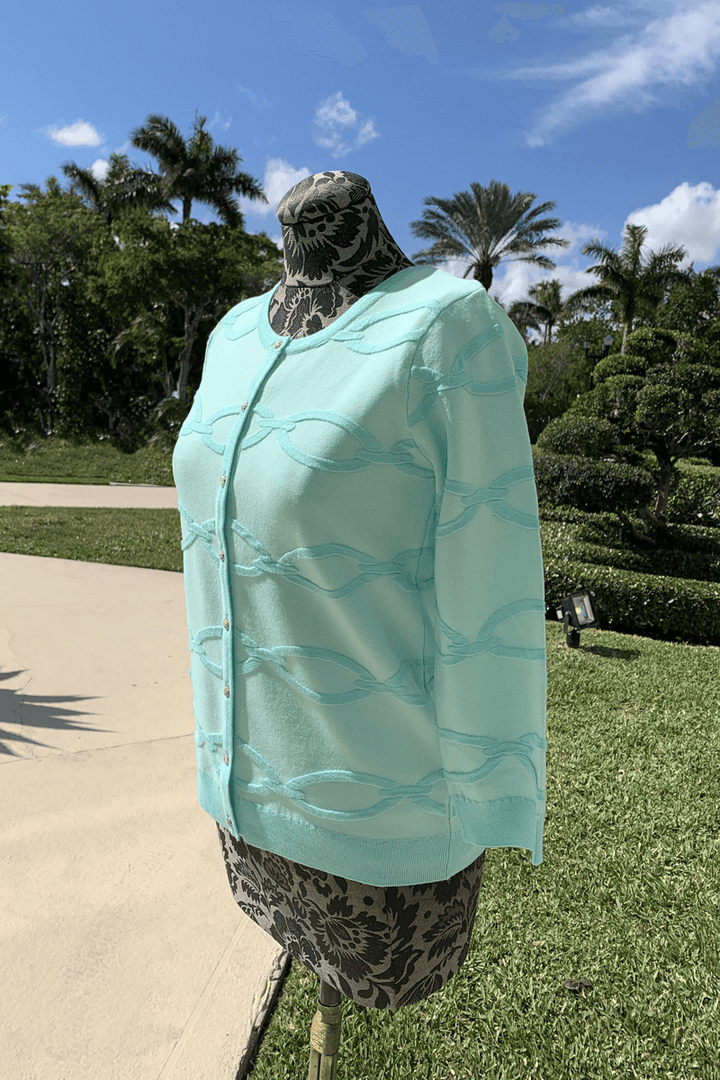 Leo & Ugo Textured Sweater Set in Aqua - Mildred Hoit