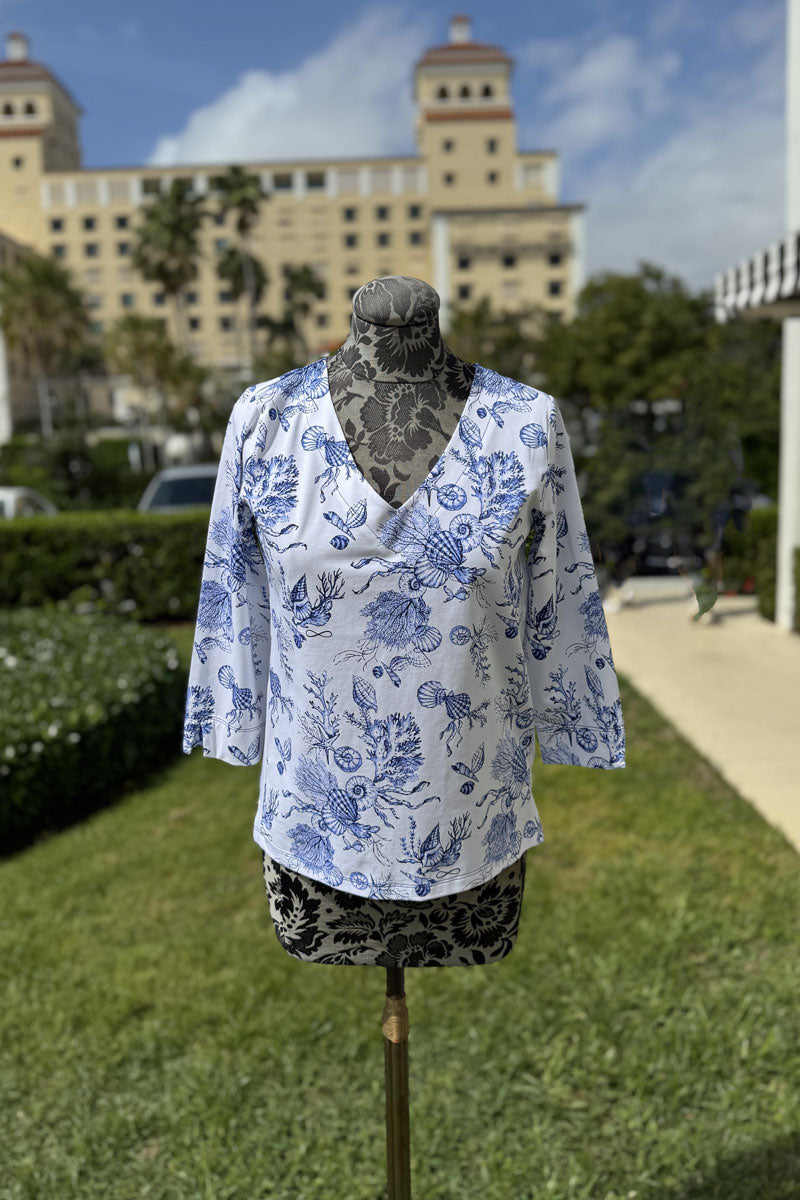 Leo & Ugo Blue Seashell Top - Mildred Hoit