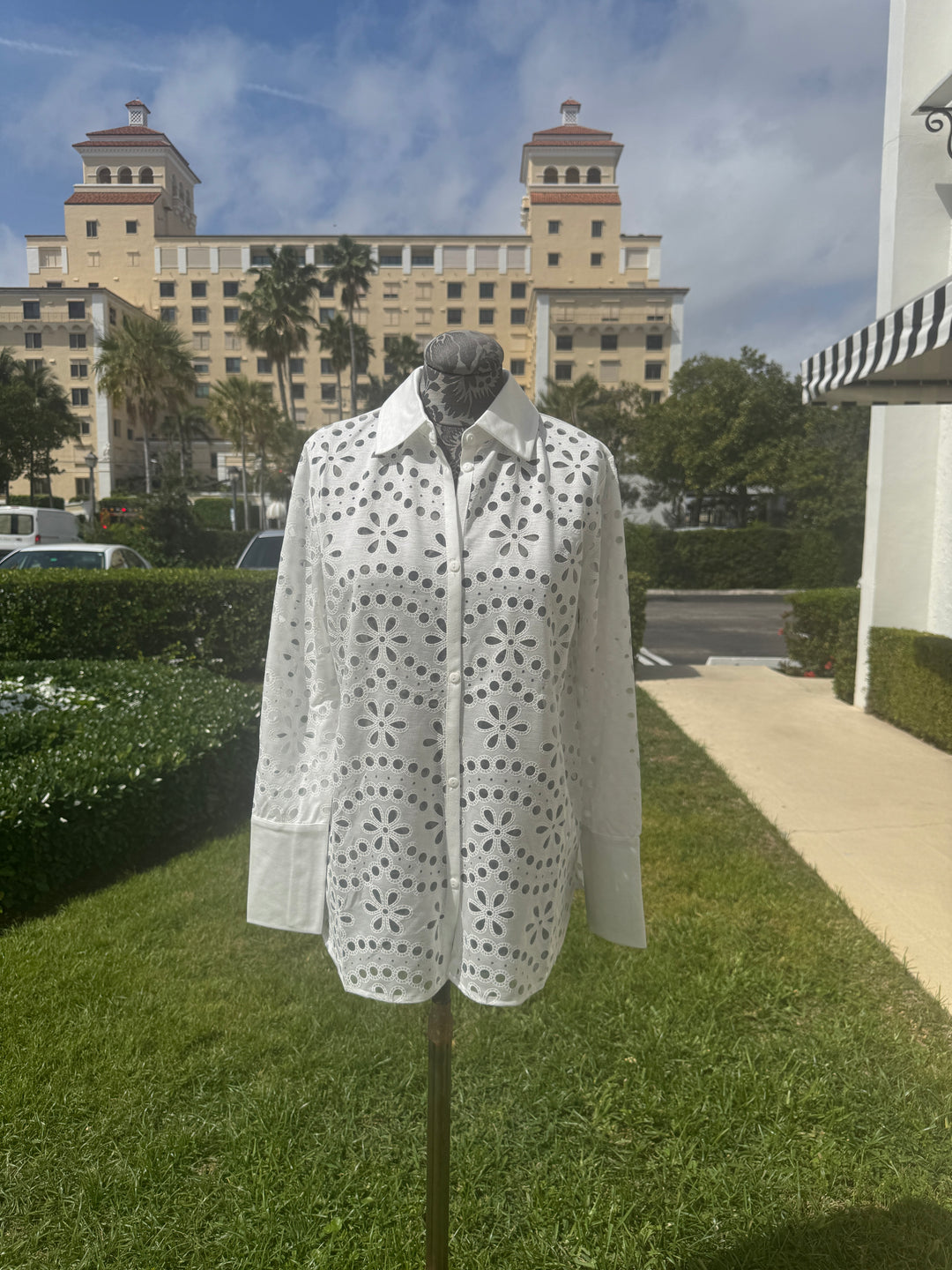 Leo & Ugo Eyelet Blouse in White - Mildred Hoit