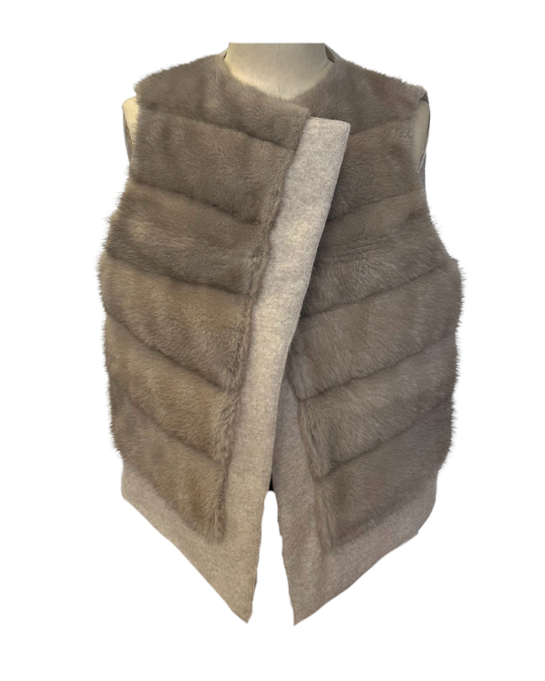 Cashmere Wool Blend Goose Down Vest in Taupe