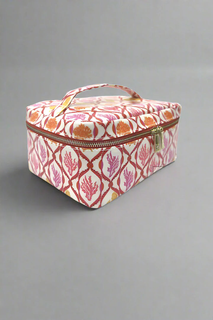 Luxe Gloss Top Handle Organizer in Red Coral - Mildred Hoit