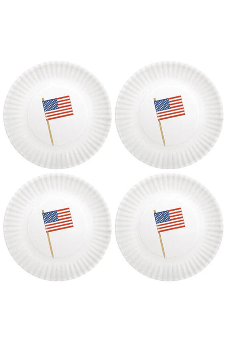Mary Lake Thopson American Flag Appetizer Plates available at Mildred Hoit in Palm Beach.