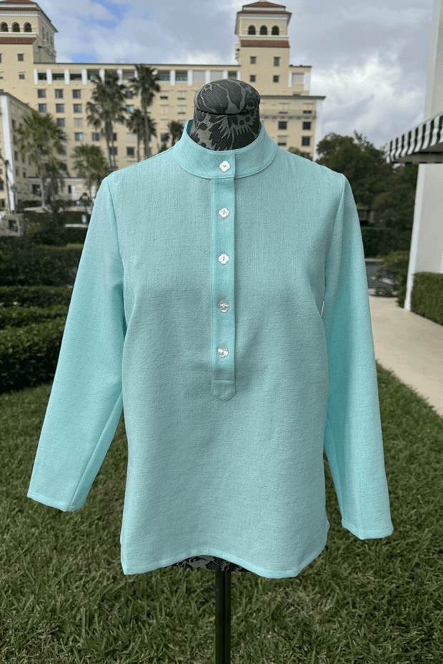 Mary G Linen Suzanne in Light Aqua available at Mildred Hoit in Palm Beach.
