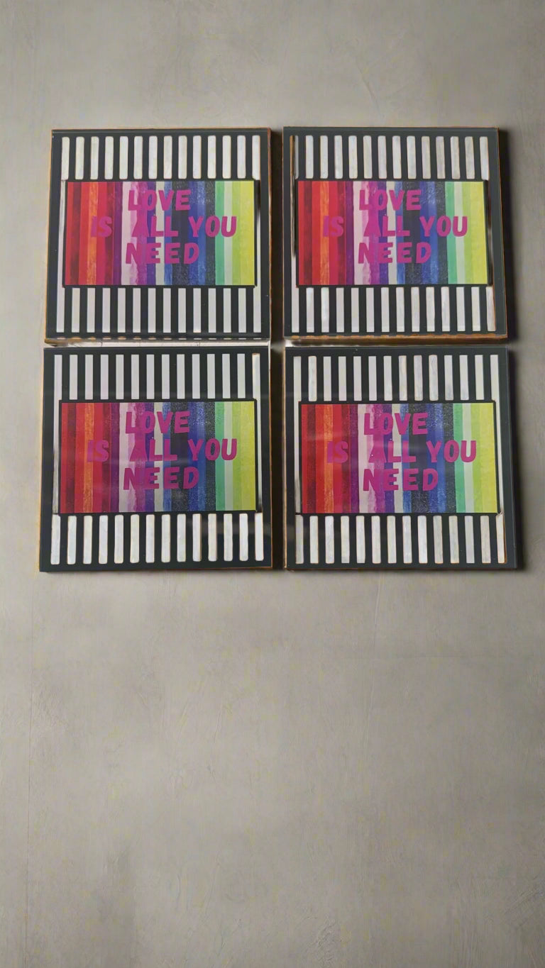 Love is All You Need Coaster Set (4) & Lucite Holder