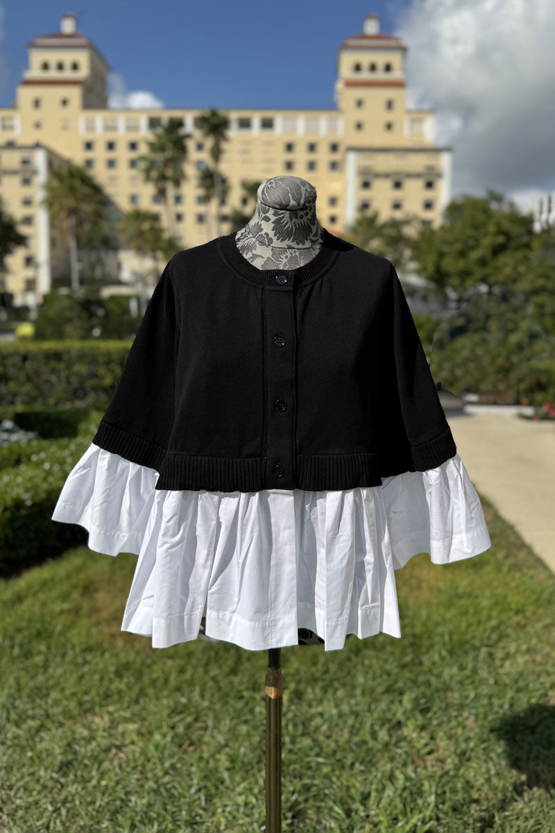 Black Cardigan with Shirting Detail - Mildred Hoit