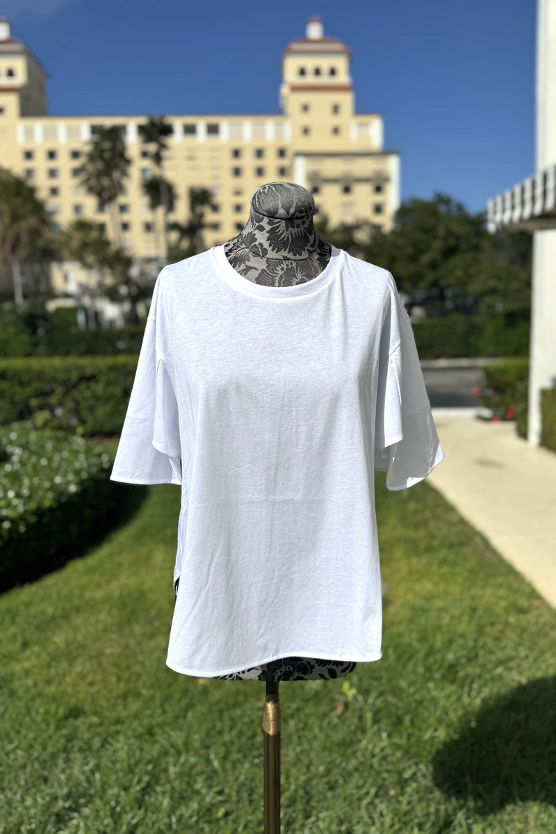 Italian Cotton Tee in White - Mildred Hoit