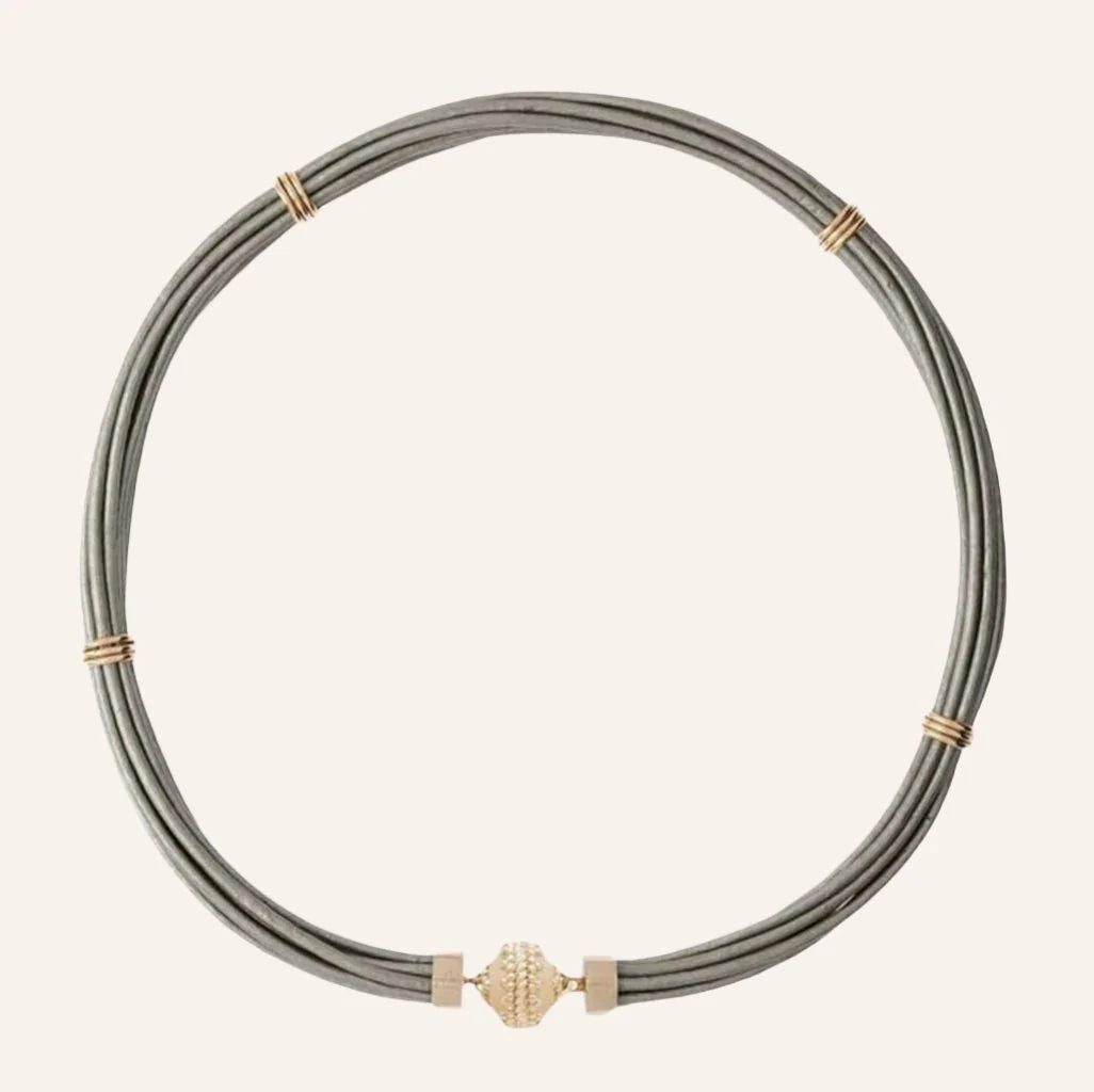 Clara Williams Aspen Leather Platinum Necklace
