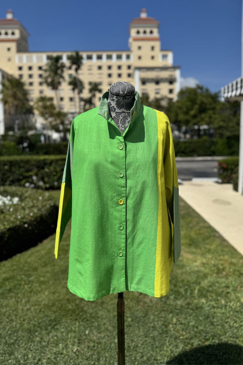 Neetu Malik Green and Citron Button Down Blouse - Mildred Hoit