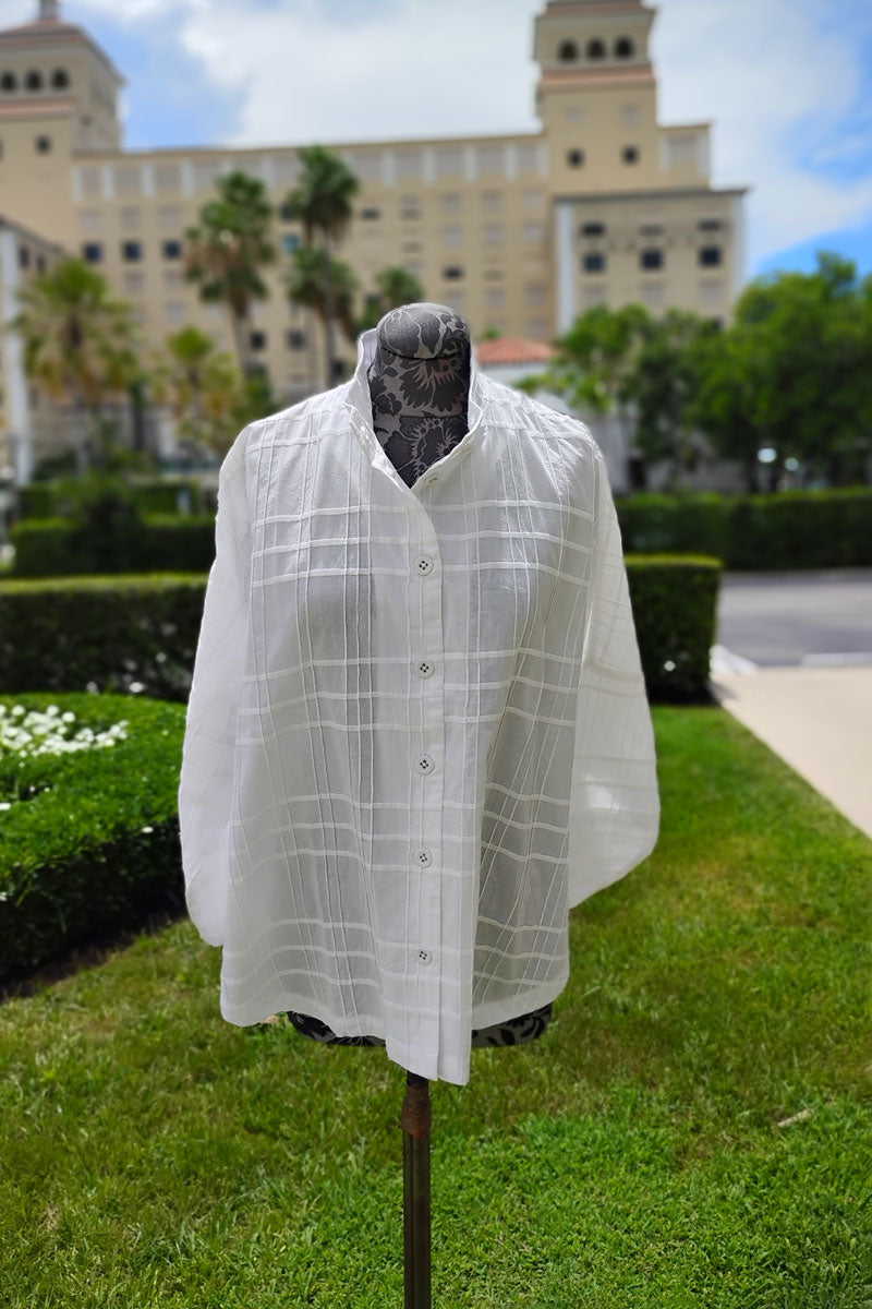 Neetu Malik White Cotton Pintucked Blouse - Mildred Hoit