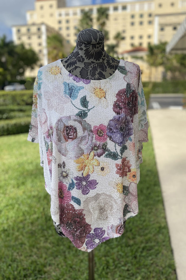 Sequined Multi-Color Floral Top available at Mildred Hoit in Palm Beach.