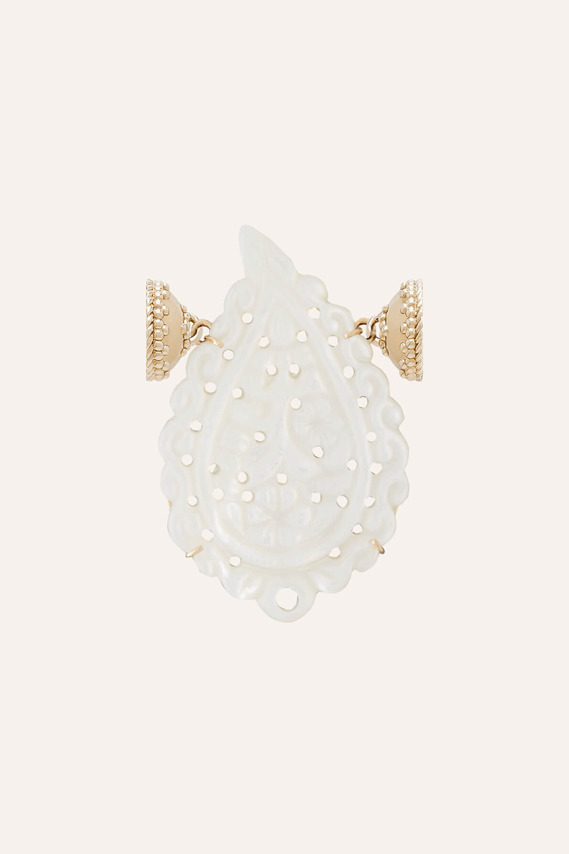 Clara Williams White Mother of Pearl Paisley Centerpiece - Mildred Hoit