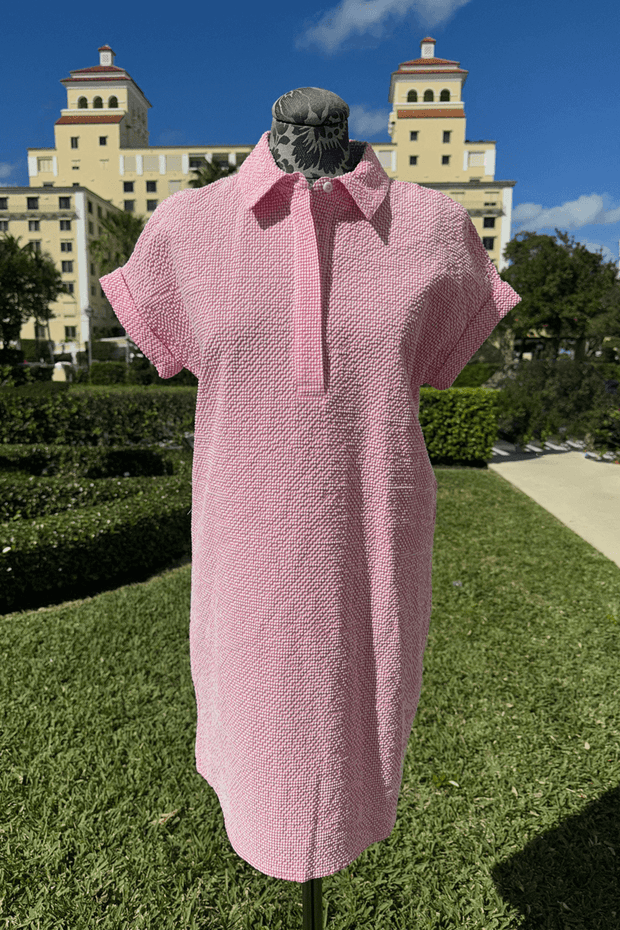 Peace of Cloth Seersucker Dress in Pink available at Mildred Hoit in Palm Beach.