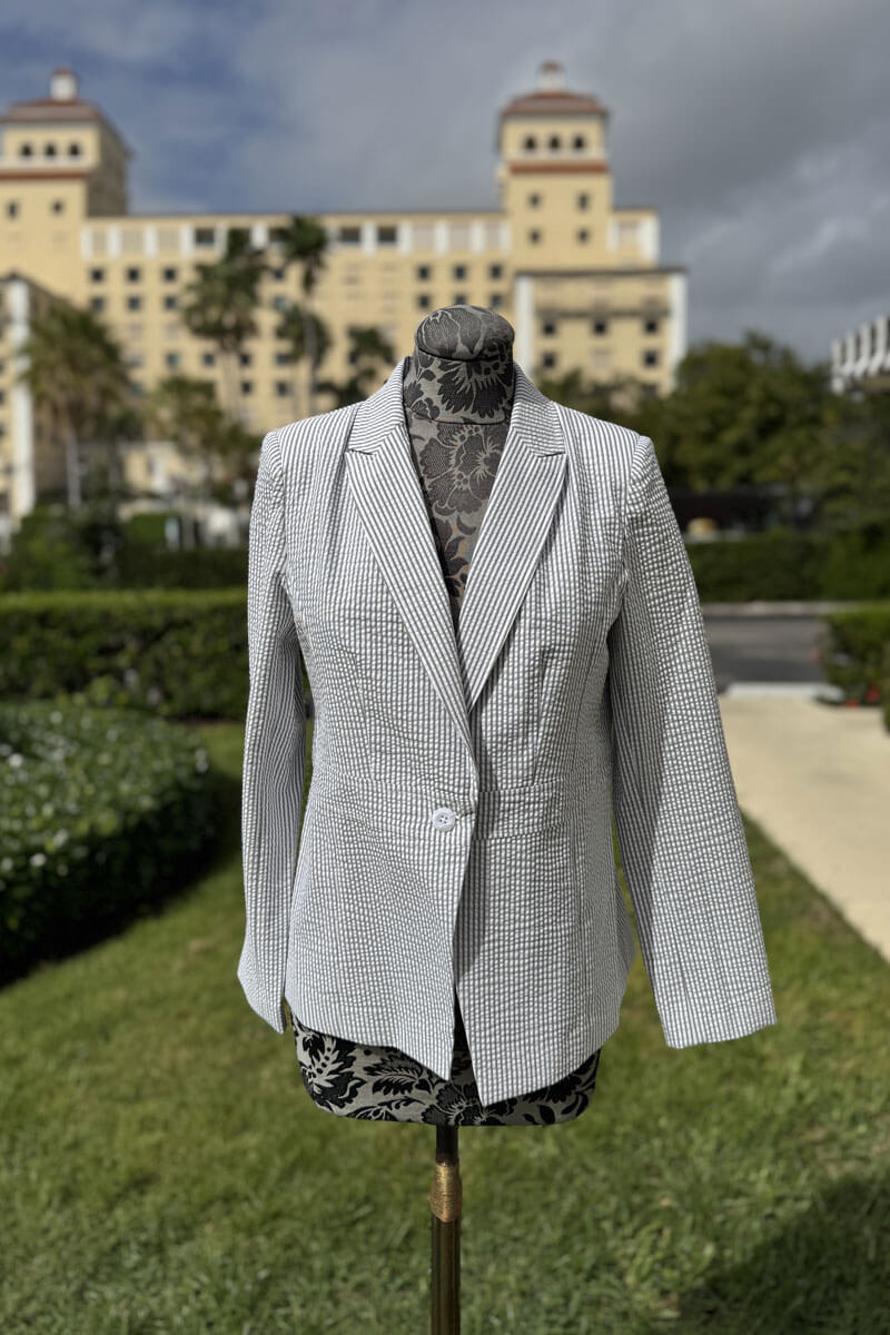 Peace of Cloth Seersucker Jacket with Black Stripes - Mildred Hoit