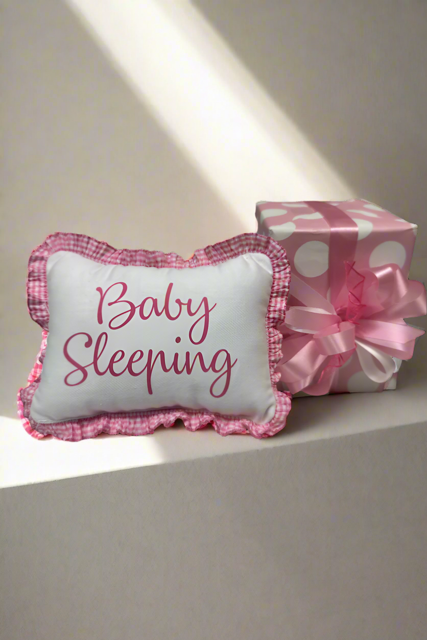 Baby Sleeping Door Pillow in Pink