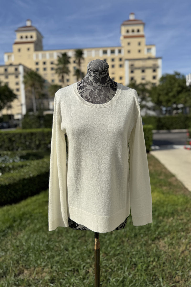 Cashmere Rounded Neck Sweater in Salt - Mildred Hoit
