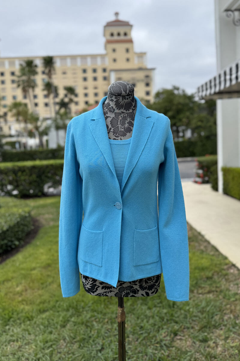 Pure Amici Blazer and Shell Set in Turquoise - Mildred Hoit