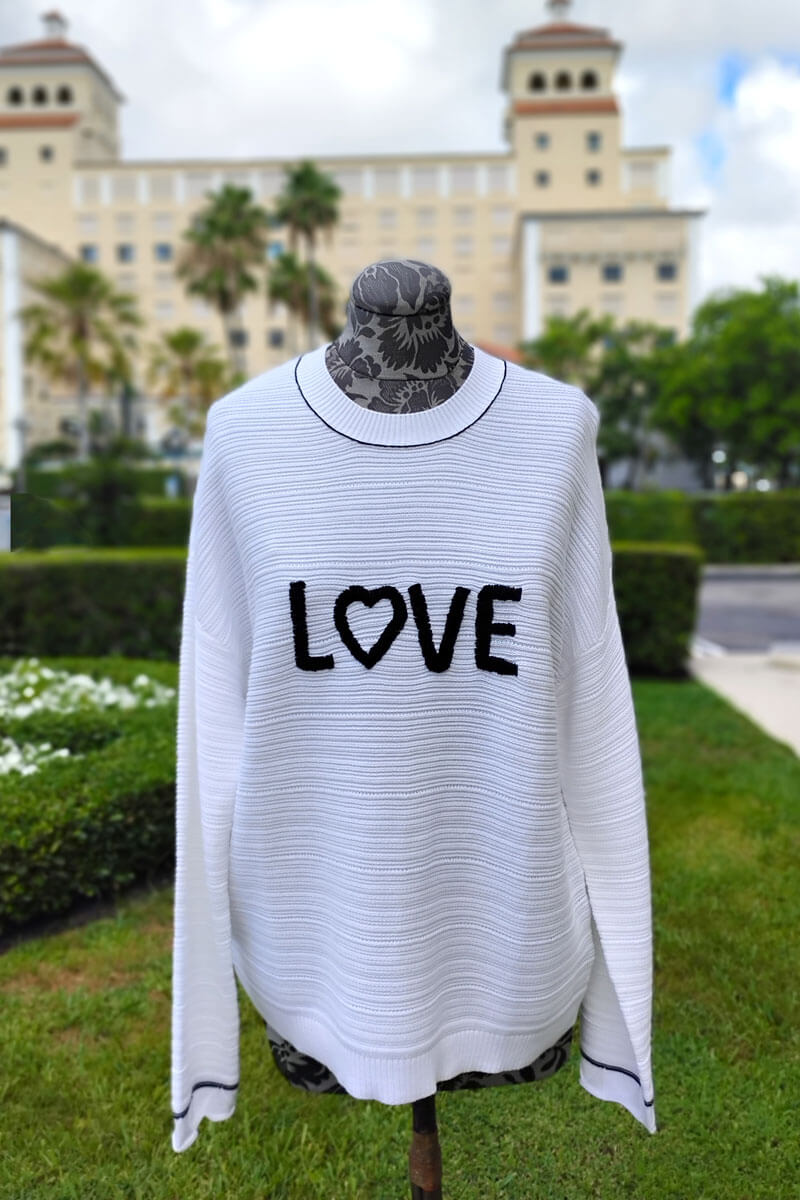 Pure Amici Love Sweater in White and Black