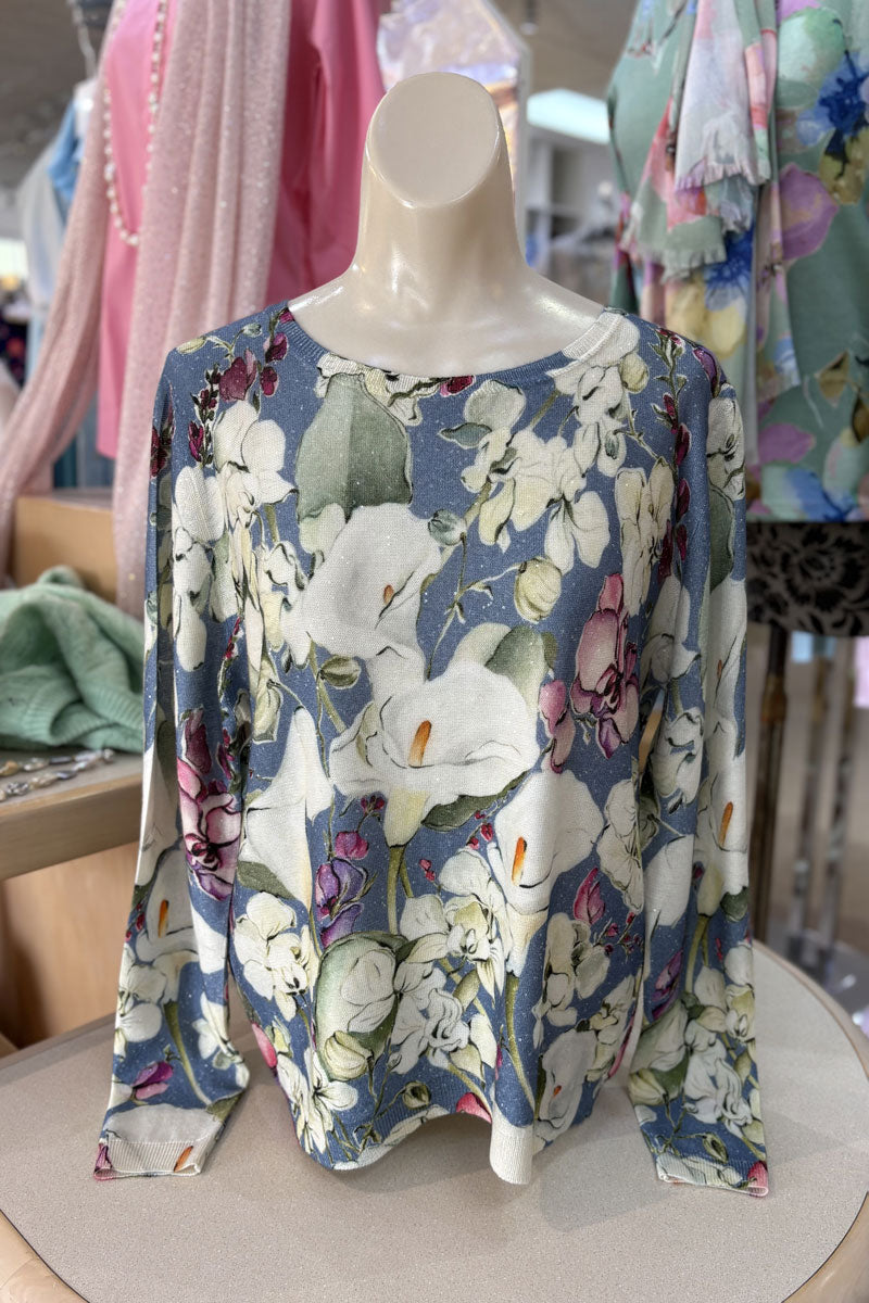 Richard Grand Orchid and Lily Sweater with Sequins - Mildred Hoit