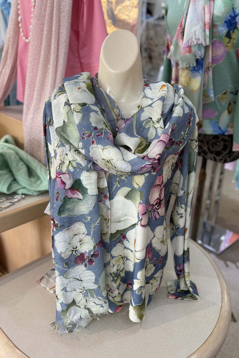 Richard Grand Floral Shawl with Mini Sequins available at Mildred Hoit in Palm Beach.