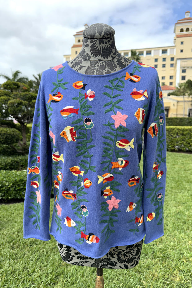 Richard Grand Fishes Intarsia Cashmere Sweater available at Mildred Hoit in Palm Beach.