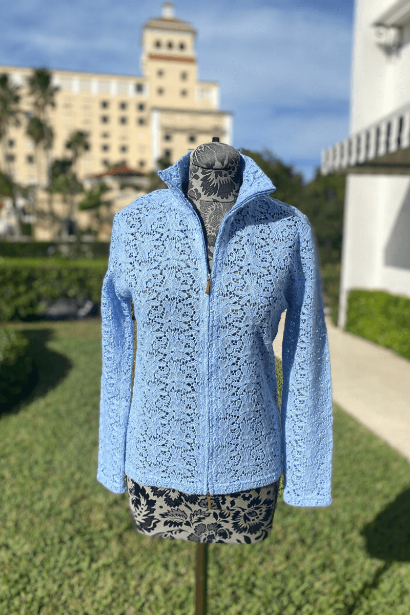 Richard Grand Macrame Jacket in Light Blue - Mildred Hoit