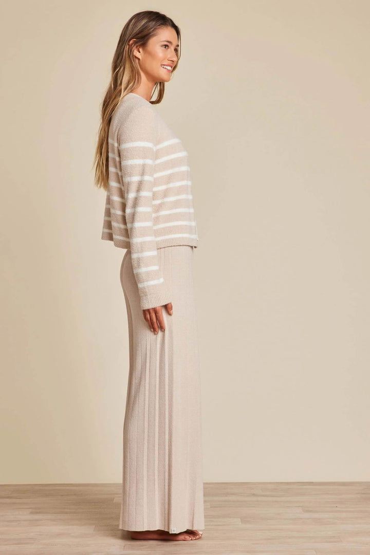 Striped Stone Cardigan in Stone - Mildred Hoit