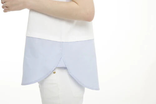 Sleeveless Tank Shirt in White and Chambray - Mildred Hoit
