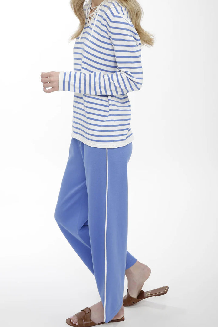 Blue Sweat Pants with Contrast Color Detail - Mildred Hoit