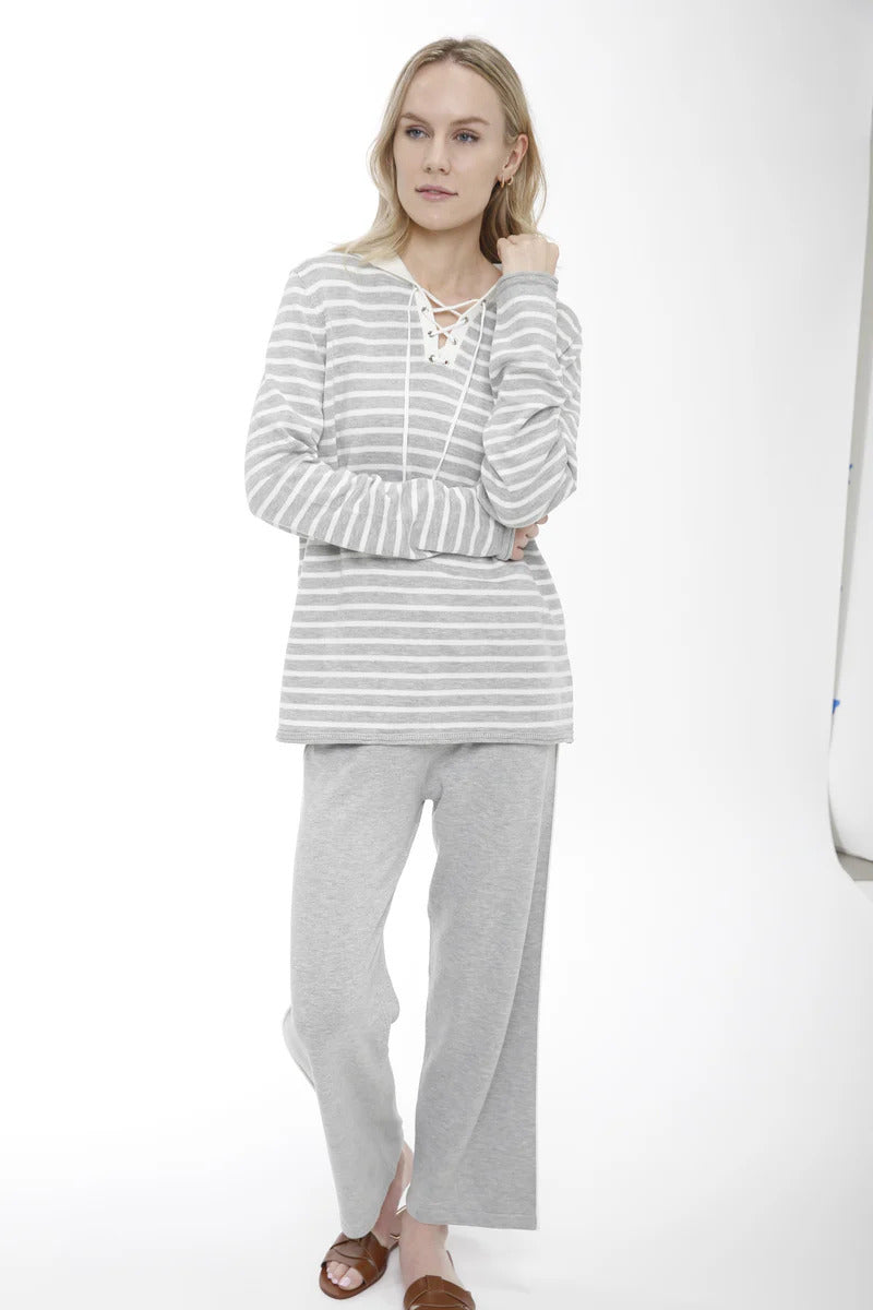 Grey Sweat Pant with Contrast Piping Detail - Mildred Hoit