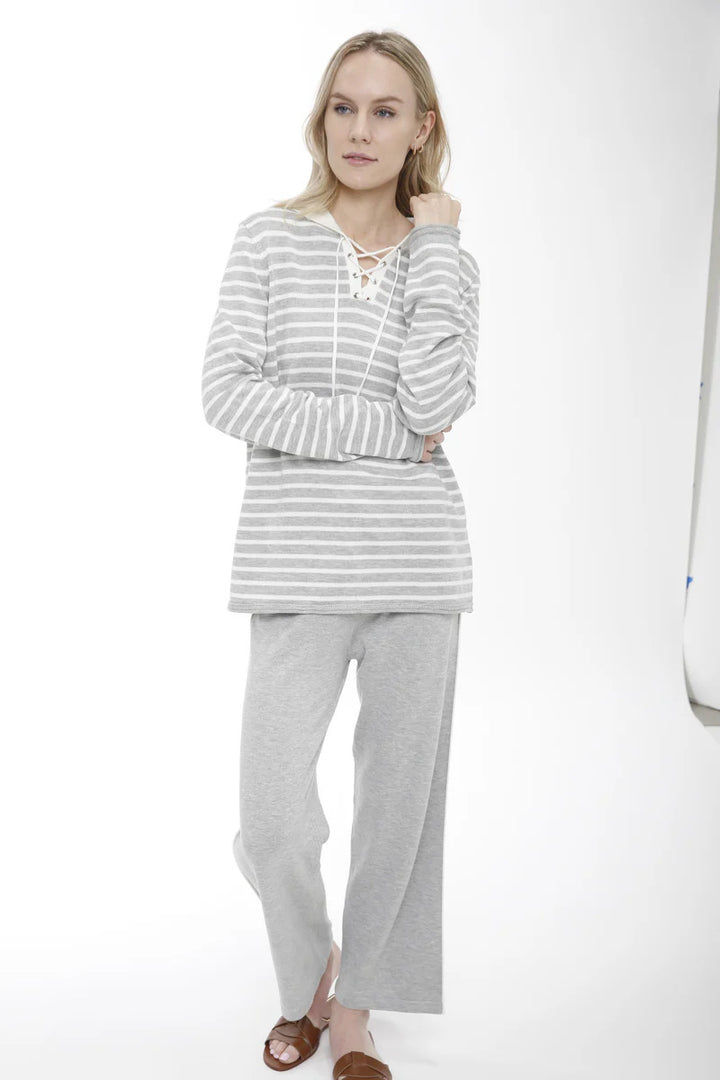 Grey Sweat Pant with Contrast Piping Detail - Mildred Hoit