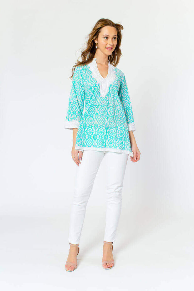 Sulu Madison Tunic in Seafoam available at Mildred Hoit in Palm Beach.