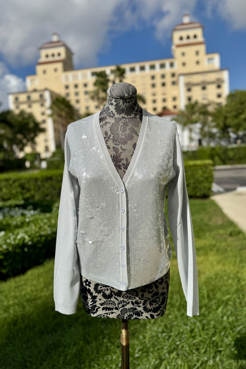 Seventy Grey Sequin Button Down Cardigan - Mildred Hoit