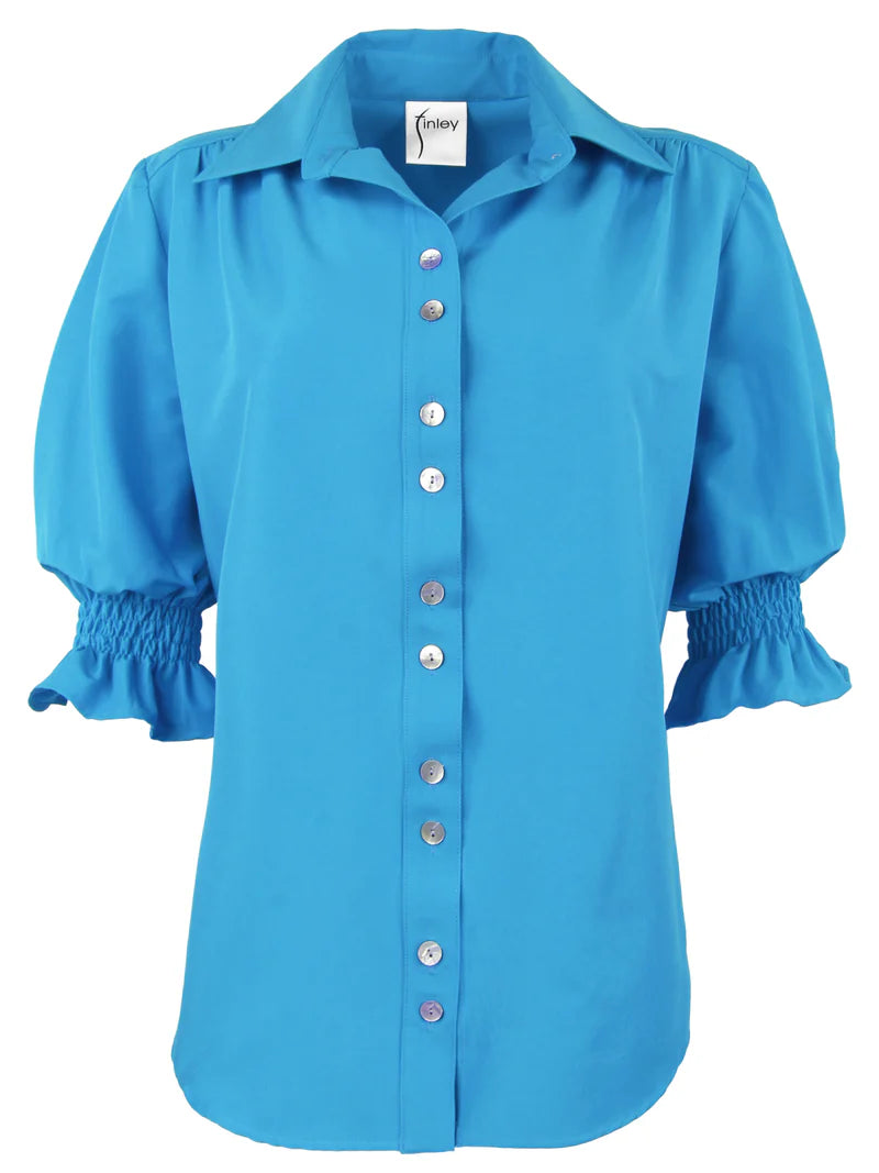 Finley Sirena Shirt in Turquoise - Mildred Hoit