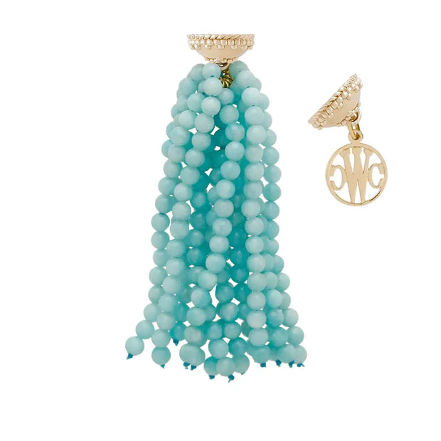 Clara Williams Victoire Amazonite 4mm Tassel available at Mildred Hoit in Palm Beach.