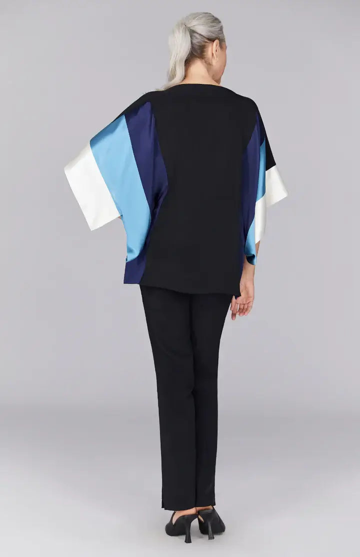 Emmelle Silk Tunic with Contrast Silk Bands in Moonstone/Pearl - Mildred Hoit
