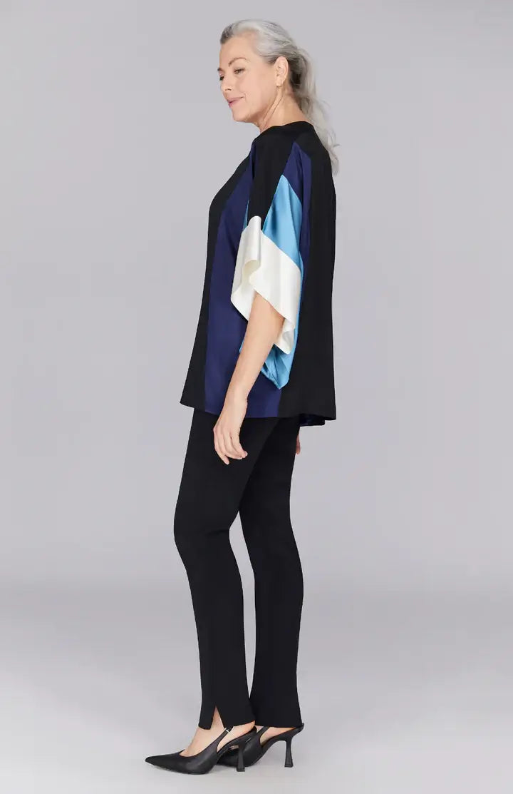 Emmelle Silk Tunic with Contrast Silk Bands in Moonstone/Pearl - Mildred Hoit