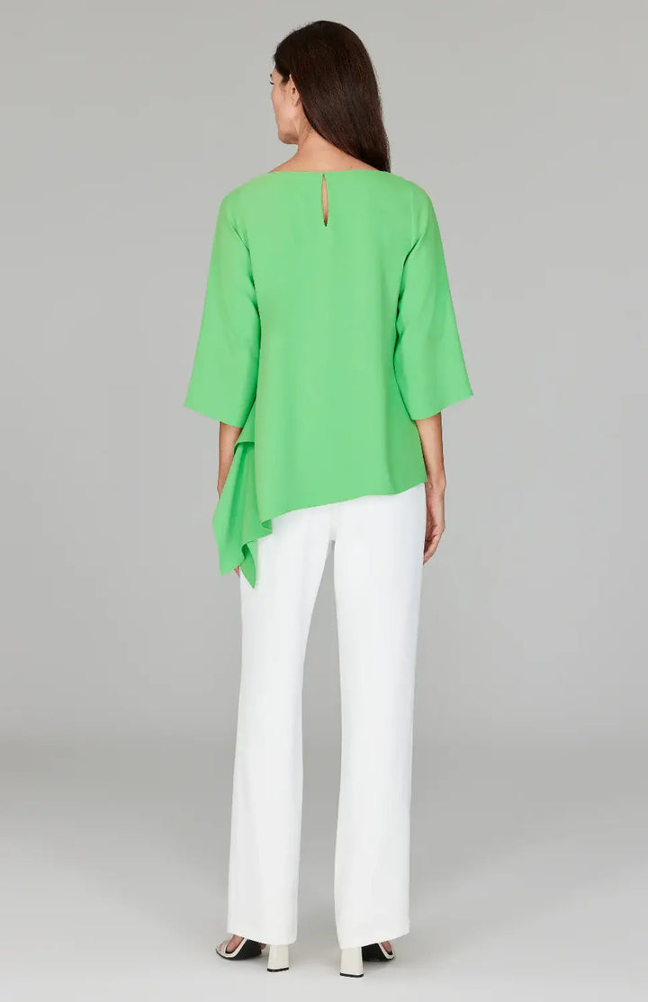 Emmelle Luxurious Crepe Tunic with Side Drape in Kiwi - Mildred Hoit