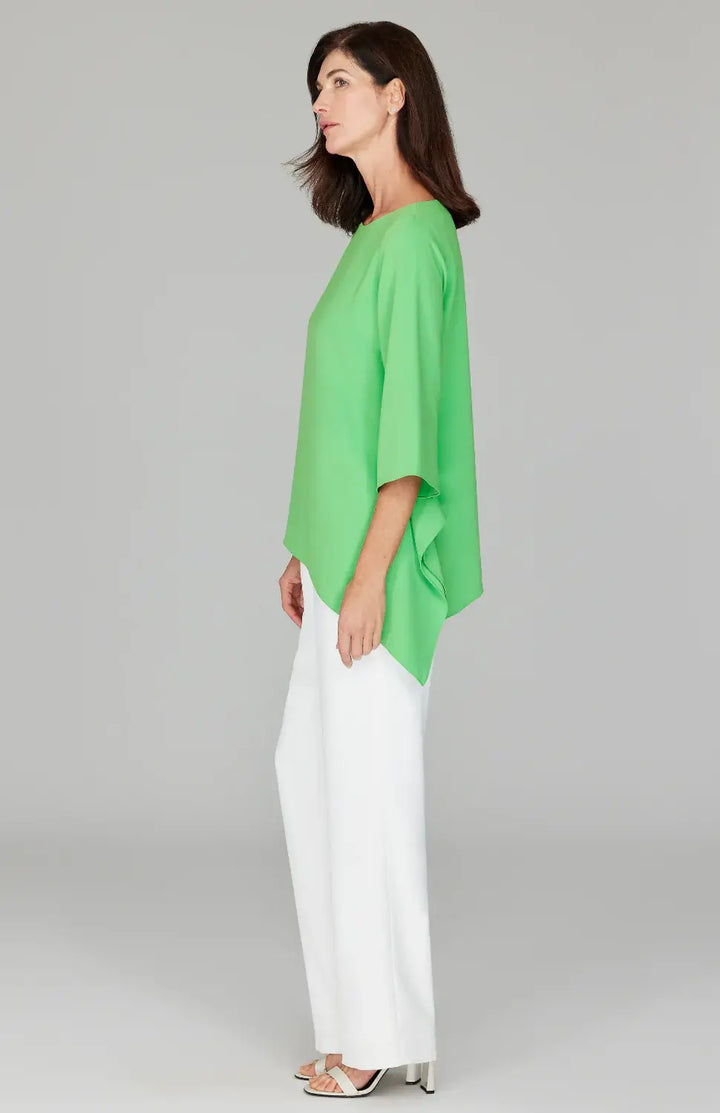 Emmelle Luxurious Crepe Tunic with Side Drape in Kiwi - Mildred Hoit