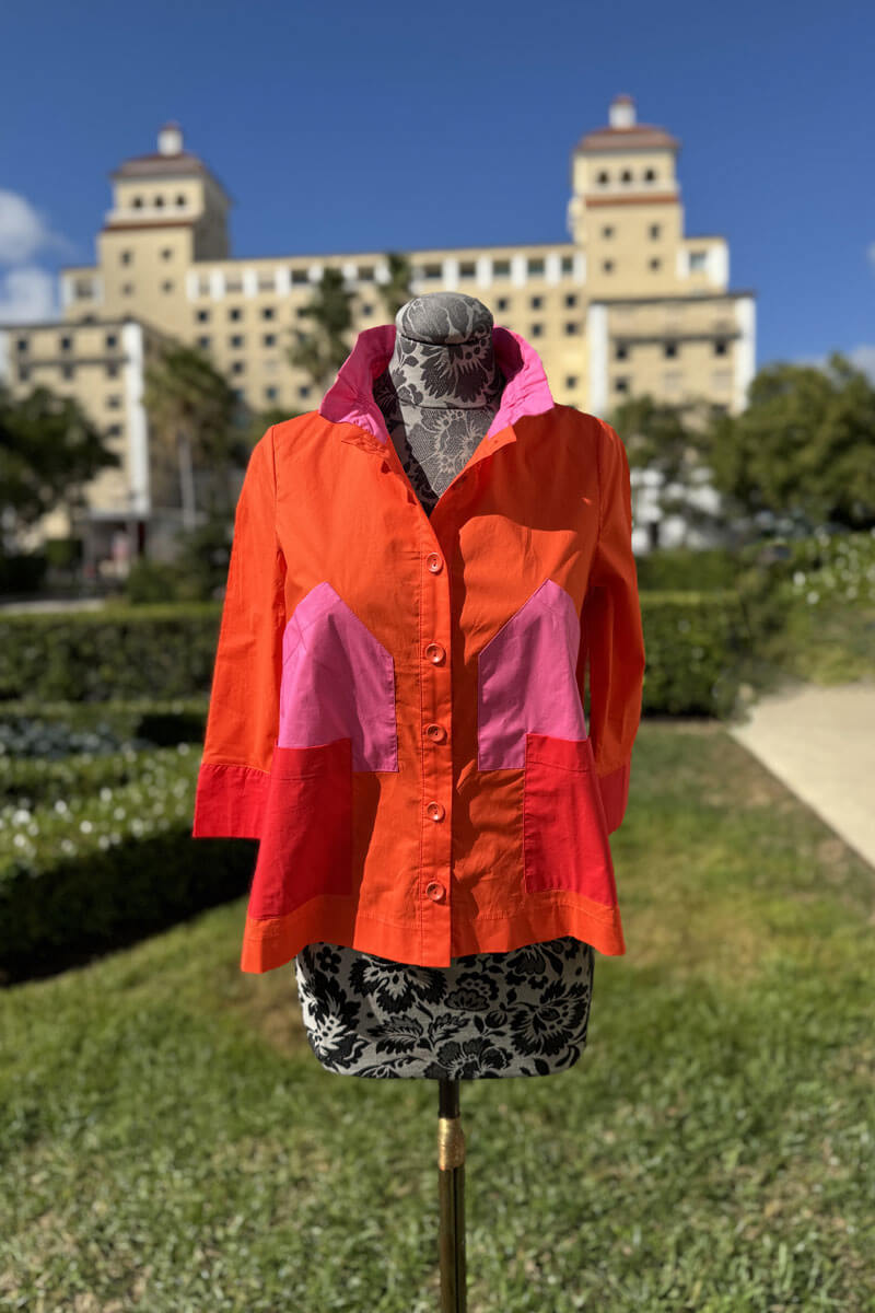 Terra Orange, Pink, Red Geometric Blouse - Mildred Hoit