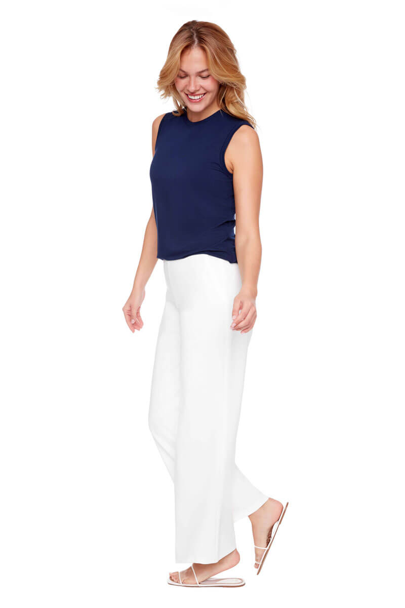 Up! Solid Light Ponte Wide-Leg Pant in Cloud - Mildred Hoit