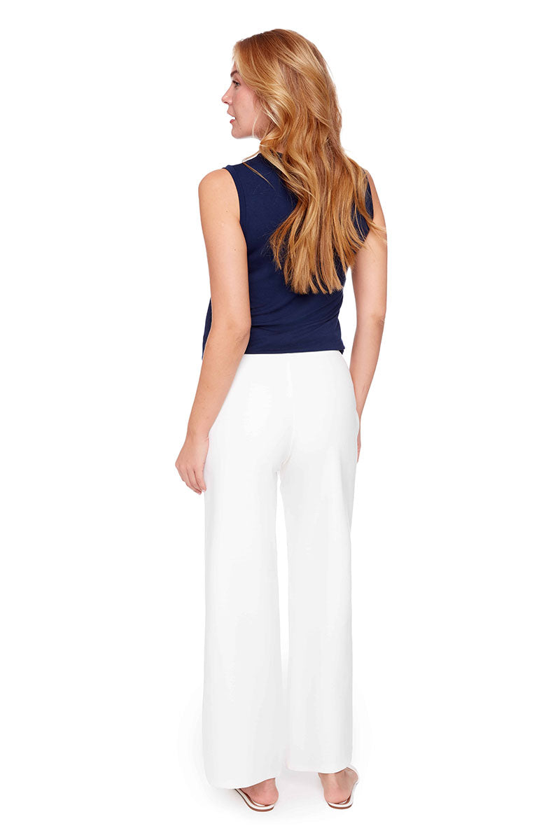 Up! Solid Light Ponte Wide-Leg Pant in Cloud - Mildred Hoit